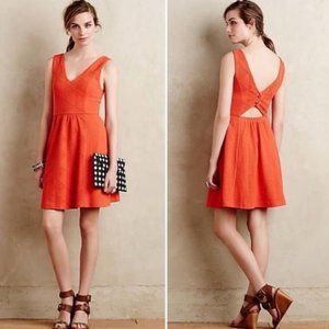 Anthropologie Maeve Cutout Orange Textured knit dress